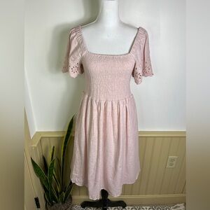 Madewell Pink Smocked Midi Dress NWT M Cute Ruffle Cottagecore Coquette Milkmaid